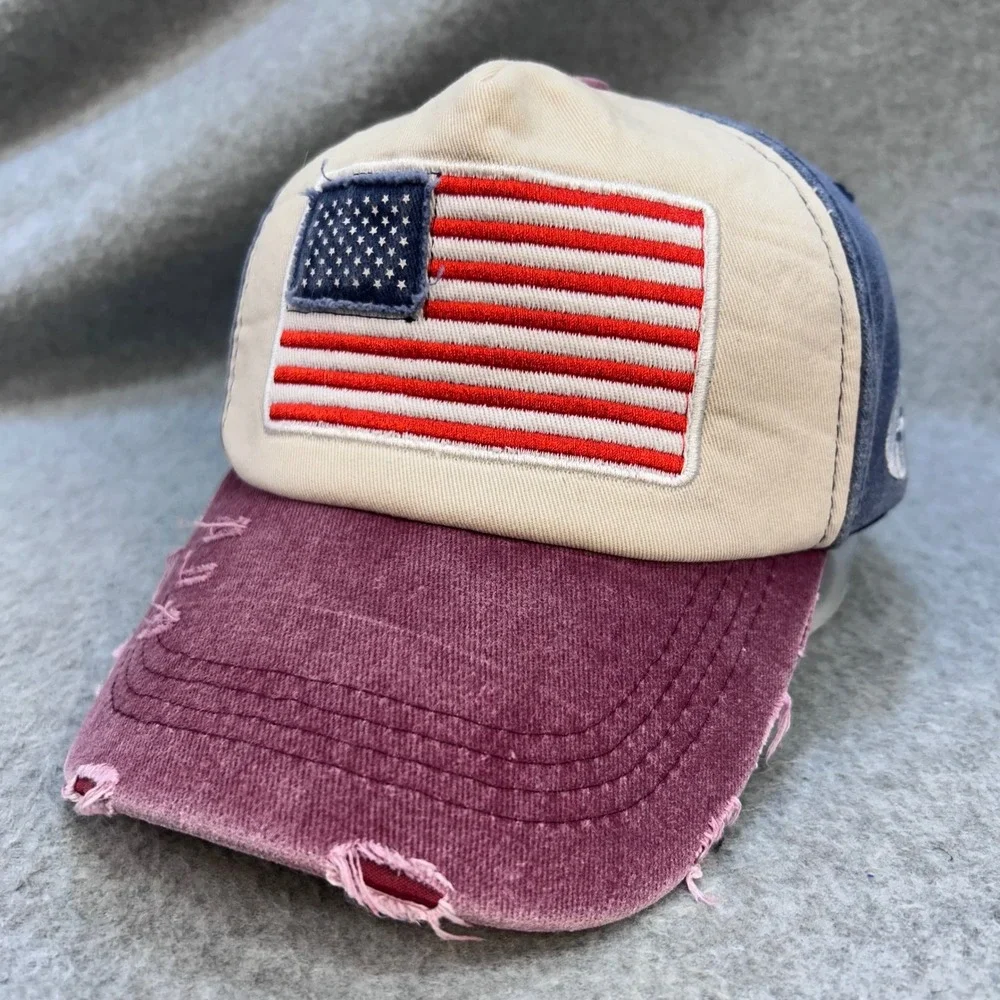 American Flag Patch Unisex Multi Unbranded Baseball Cap Distressed Vintage OSFM
